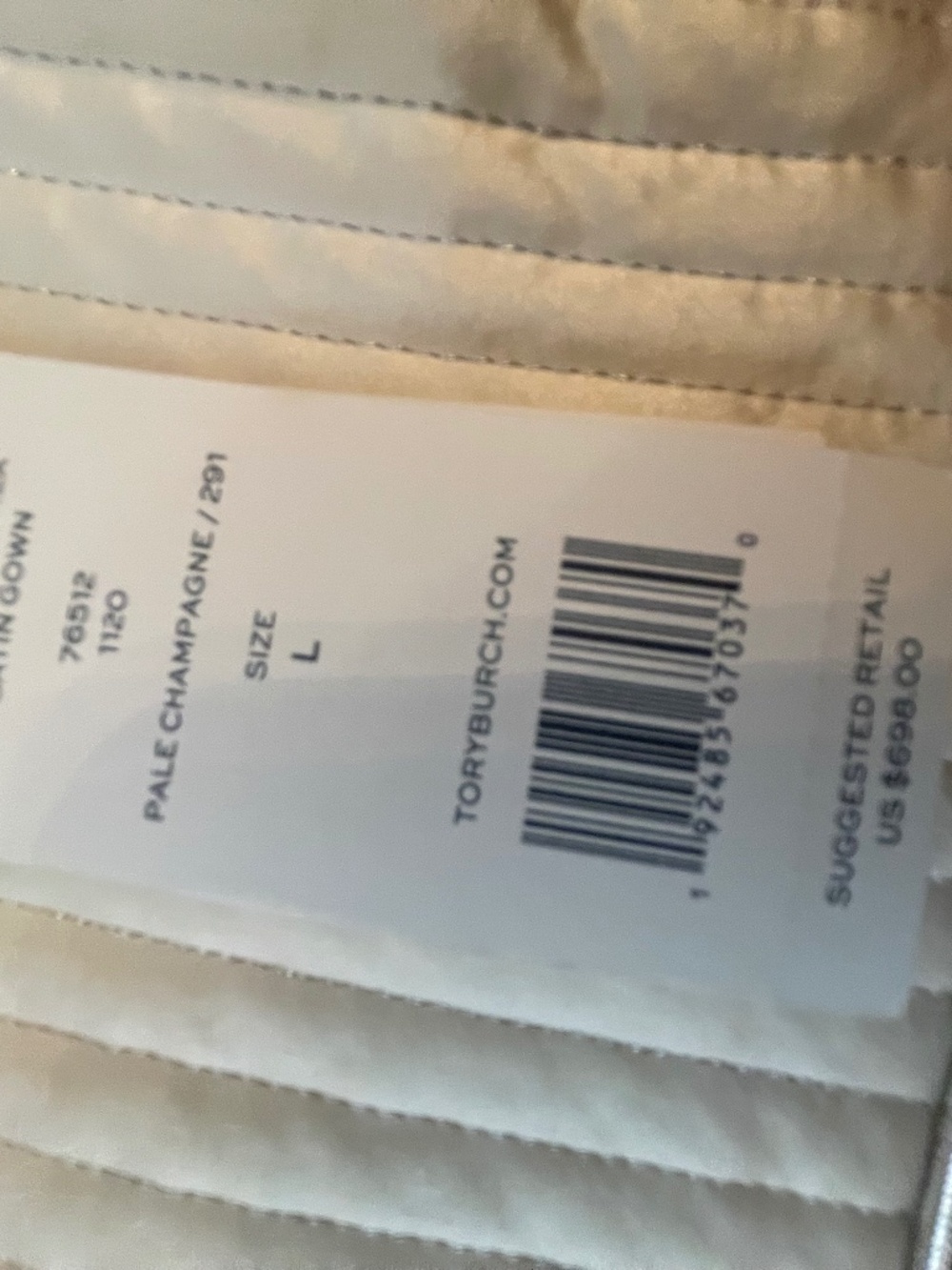 NWT!!! TORY BURCH Mushroom Lurex Satin Gown - Picture 7 of 11